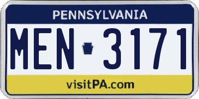 PA license plate MEN3171