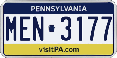 PA license plate MEN3177