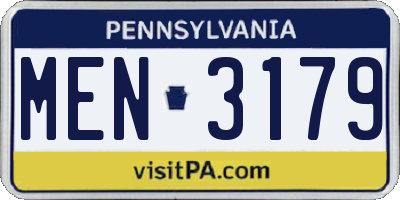 PA license plate MEN3179