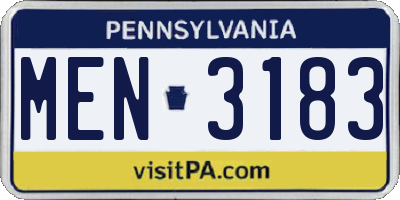 PA license plate MEN3183