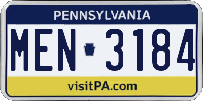 PA license plate MEN3184