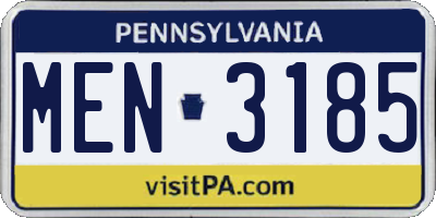 PA license plate MEN3185