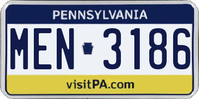 PA license plate MEN3186