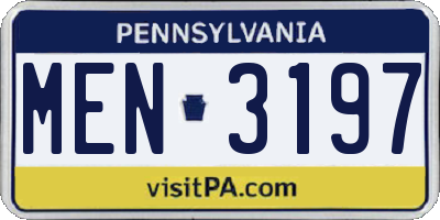PA license plate MEN3197