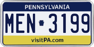 PA license plate MEN3199
