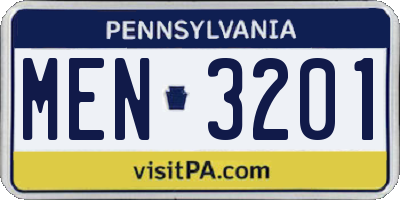 PA license plate MEN3201