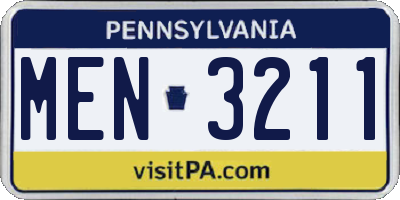 PA license plate MEN3211