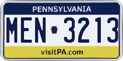 PA license plate MEN3213