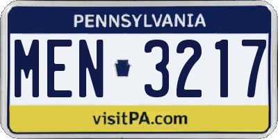 PA license plate MEN3217