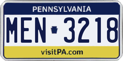 PA license plate MEN3218