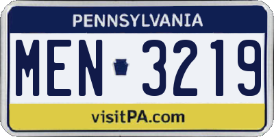 PA license plate MEN3219