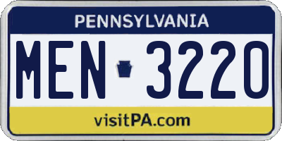 PA license plate MEN3220