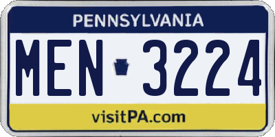 PA license plate MEN3224