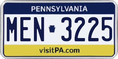 PA license plate MEN3225