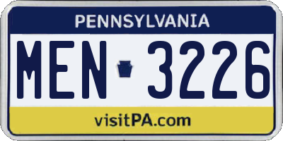 PA license plate MEN3226