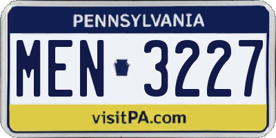 PA license plate MEN3227