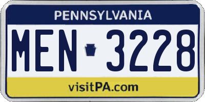 PA license plate MEN3228