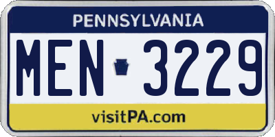 PA license plate MEN3229