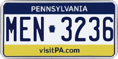 PA license plate MEN3236