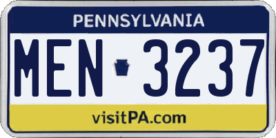 PA license plate MEN3237