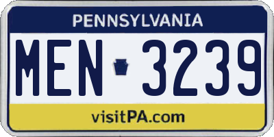 PA license plate MEN3239