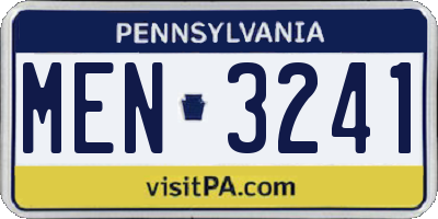 PA license plate MEN3241