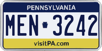 PA license plate MEN3242