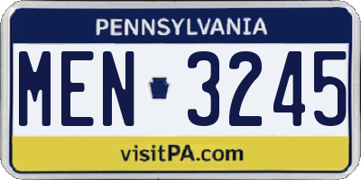 PA license plate MEN3245