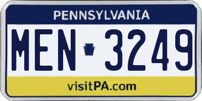 PA license plate MEN3249