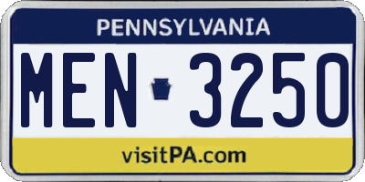 PA license plate MEN3250