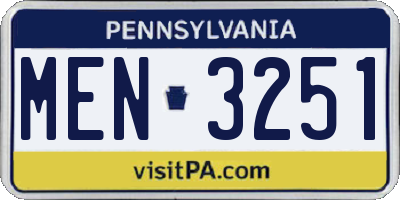 PA license plate MEN3251