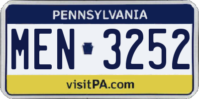 PA license plate MEN3252