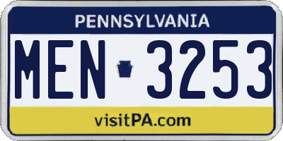 PA license plate MEN3253