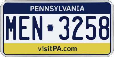 PA license plate MEN3258