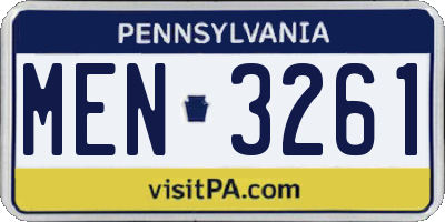 PA license plate MEN3261