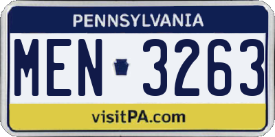 PA license plate MEN3263