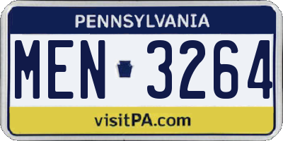 PA license plate MEN3264