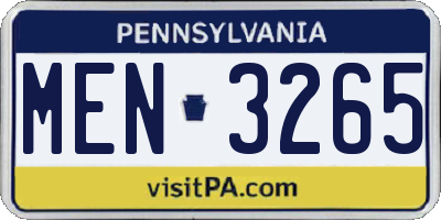 PA license plate MEN3265