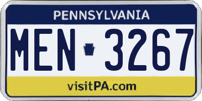 PA license plate MEN3267