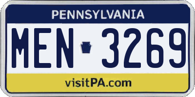 PA license plate MEN3269