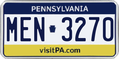 PA license plate MEN3270