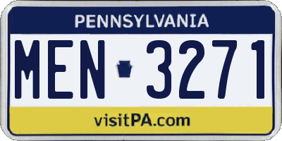 PA license plate MEN3271
