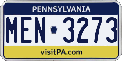 PA license plate MEN3273