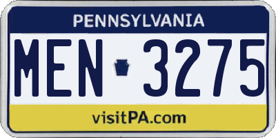 PA license plate MEN3275