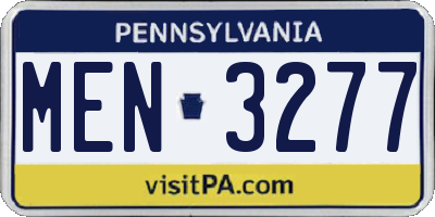 PA license plate MEN3277