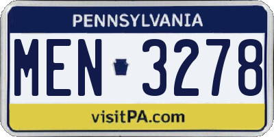 PA license plate MEN3278