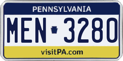 PA license plate MEN3280