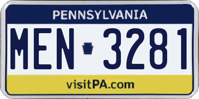 PA license plate MEN3281