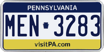 PA license plate MEN3283
