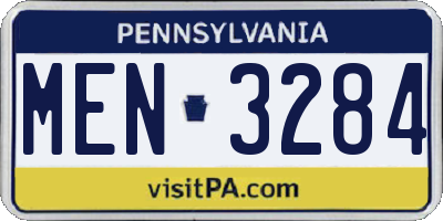 PA license plate MEN3284